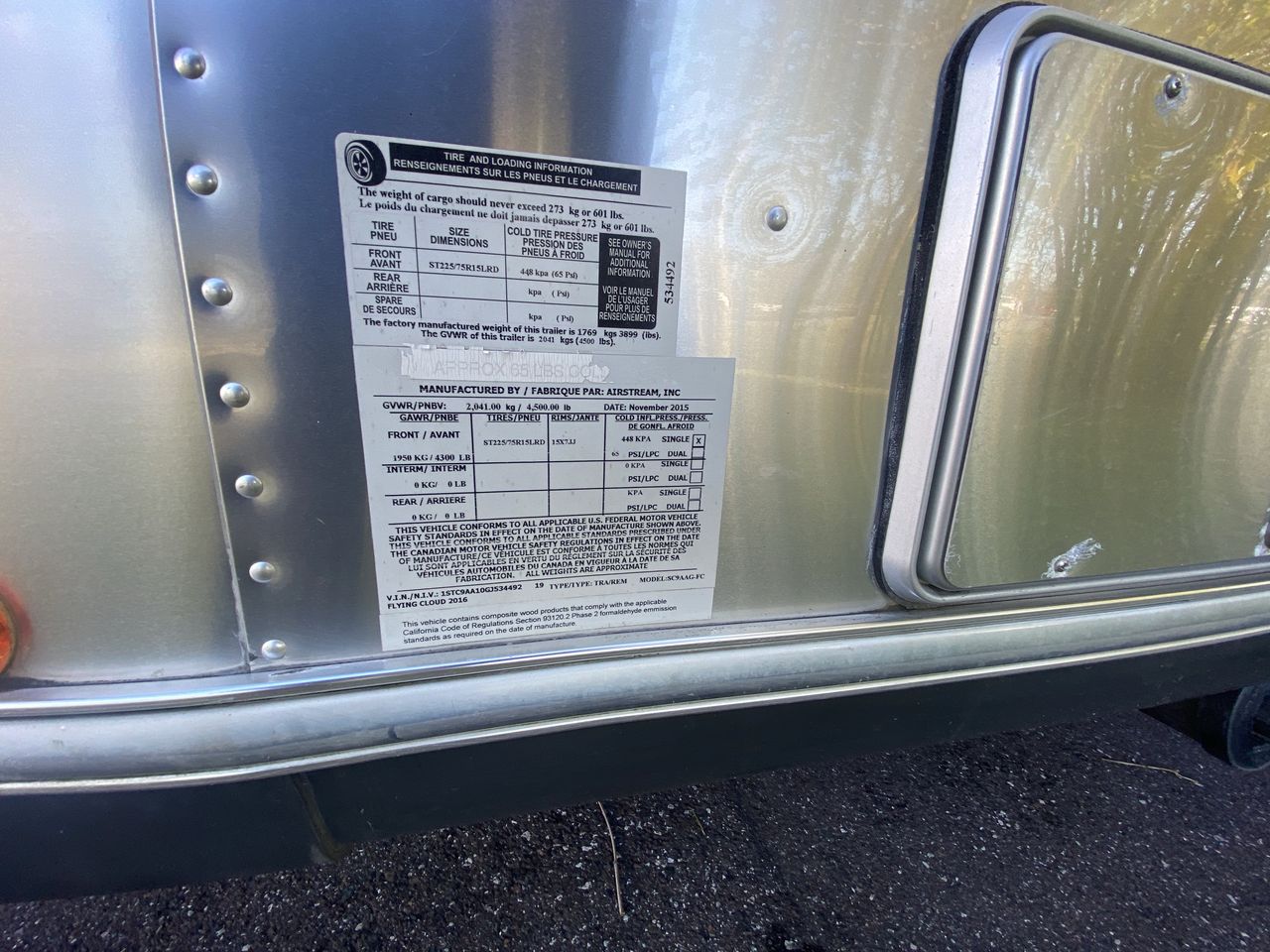 2016 Airstream 19CB Base